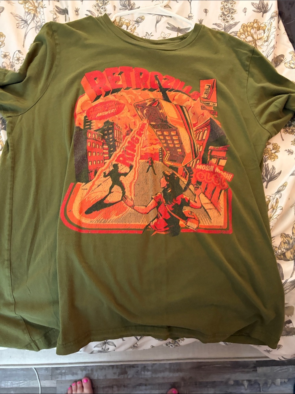 Retro Graphic Olive Green Tee